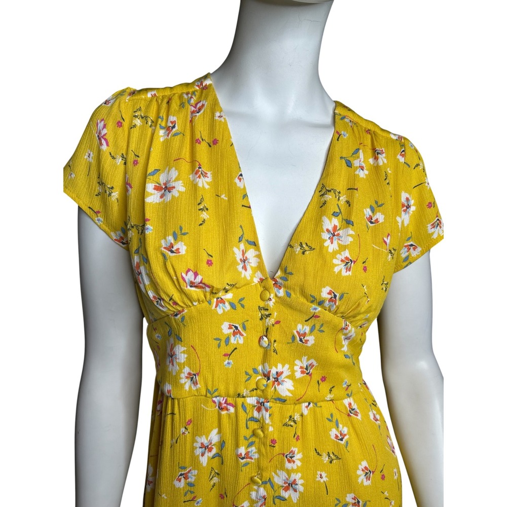 Urban Romantics Yellow Floral Midi Dress Large NWT